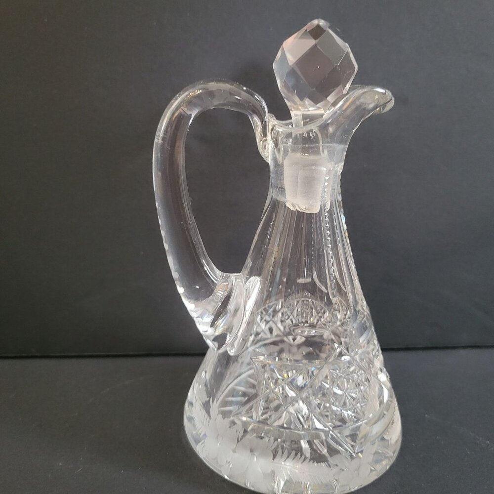 Cut Glass Crystal Cruet Decanter With Stopper